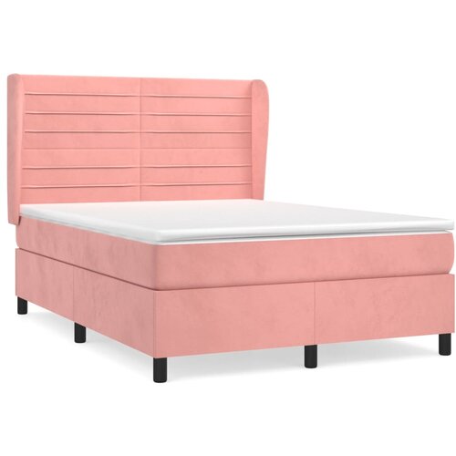VidaXL Box spring postelja z vzmetnico roza 140x190 cm žamet, (20791763) Slike