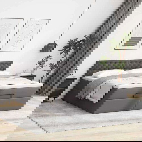  Otomanski krevet s madracem sivi 140x190cm umjetna koža Slike