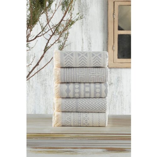 Maya Light Grey Light Grey Wash Towel Set (5 Pieces) Cene