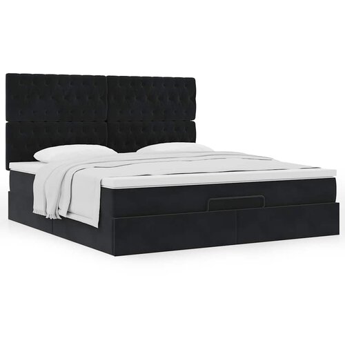 VidaXL Otomanski okvir kreveta s madracima crni 180x200cm bar&amp;scaron;unasti Slike