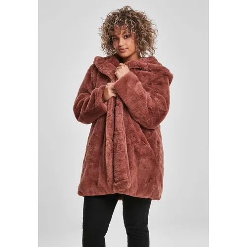 Urban Classics Women's Dark Plush Coat with Hood