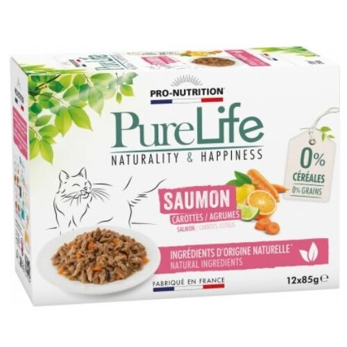 Pro Nutrition pure life cat sos za mačke - losos, šargarepa i citrusno voće 12x85g Cene