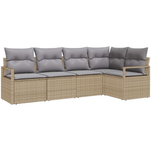  Set od 5 komada vrtnih kauča s jastučićima bež poli ratan  2-sjedni vrtni kauč s jastučićima bež poli ratan Cijene