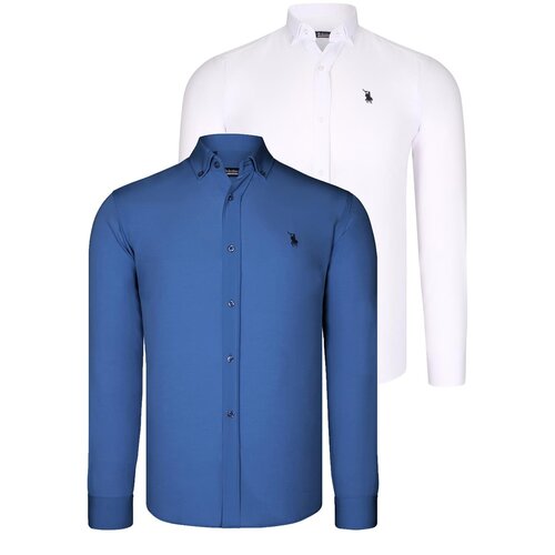Dewberry DUAL SET G725 MENS SHIRTS-WHITE-INDIGO Cijene