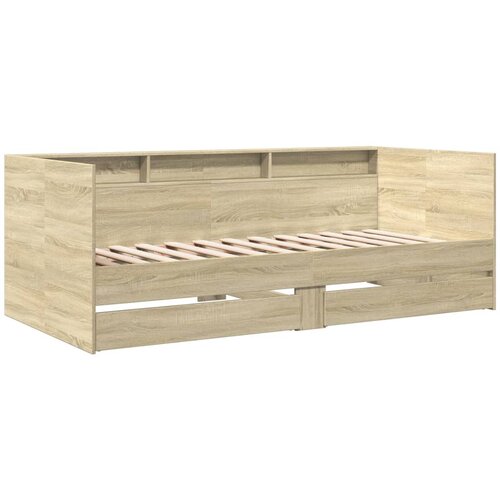 VidaXL Dnevna postelja s predali sonoma hrast 100x200 cm inž. les, (21081441) Slike