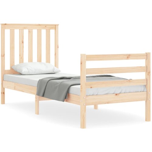 Maison Chic Posteljni okvir - Enojna postelja - Postelja za odrasle 75x190 cm z vzglavjem trden les-J16591, (21760415) Slike