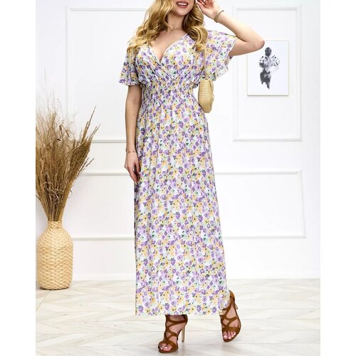 Resti Purple-green women's floral midi dress - Shoes Cene