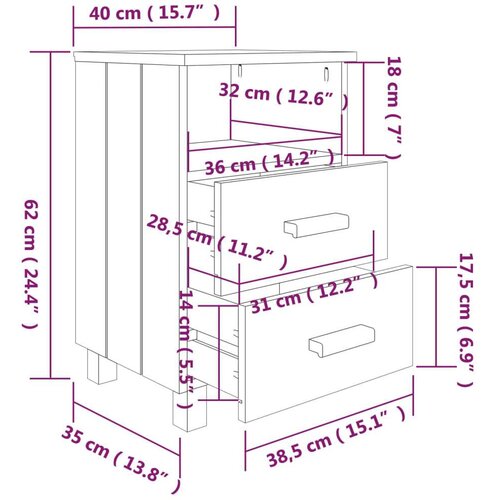 VidaXL idaxl noćni ormarići 2 kom boja meda 40x35x62 cm od masivne borovine Slike