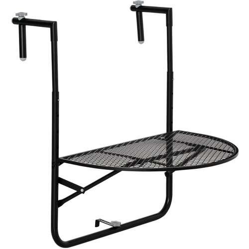 Outsunny zložljiva kovinska mizica za ograjo, balkonska mizica z nastavljivo višino za ograjo 3-11 cm, 60x60x57-72 cm, črna, (20753944) Cene