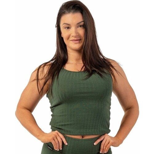 NEBBIA Ženska majica bez rukava Ribbed Organic Dark Green Slike