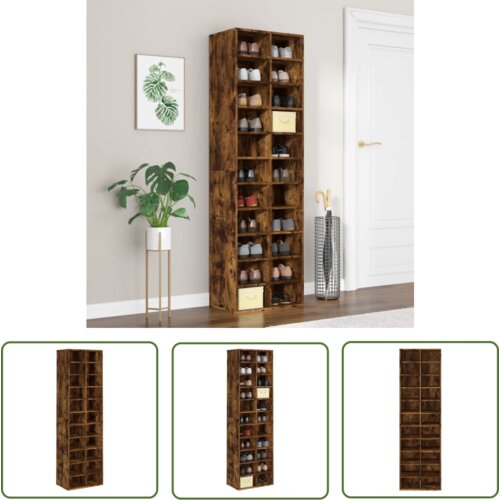 The Living Store Omarica za čevlje dimljeni hrast 54x34x183 cm konstruiran les - Omara Za Čevlje, (21744401) Cene