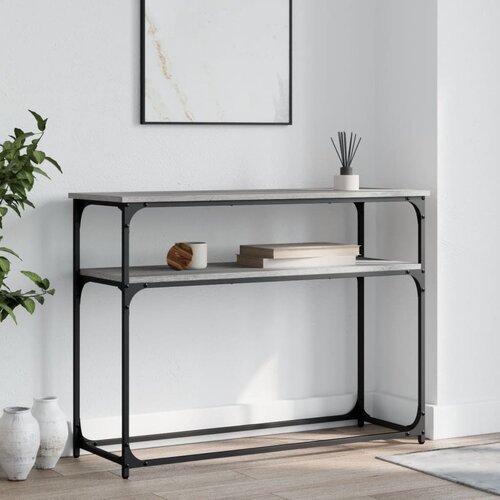 VidaXL Konzolna mizica siva sonoma 100x35,5x75 cm inženirski les Slike