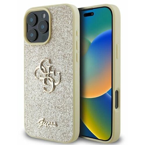 Guess FIXED GLITTER BIG 4G OVITEK ZA IPHONE 16 PRO MAX GOLD CASE COVER, (21897024) Cene