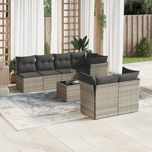vidaXL 8-dijelni set vrtnih sofa od poliratana s jastucima svjetlosivi Cijene