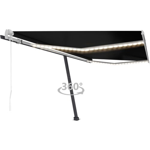 VidaXL Avtomatska tenda LED + senzor 450x300 cm antracitna Slike