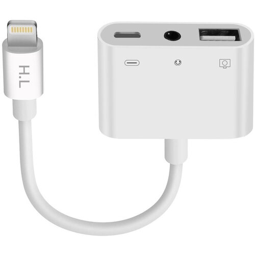 AVIZAR adapter iphone / ipad lightning na usb jack 3,5 mm lightning charge - bel, (21123559) Slike