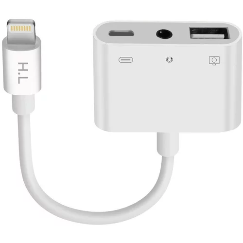 AVIZAR Adapter iPhone / iPad Lightning na USB Jack 3,5 mm Lightning Charge - bel, (21123559)