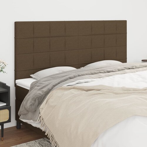  The Living Store Posteljno vzglavje 4 kosa temno rjav 100x5x78/88 cm blago - Vzglavje, (21452148) Slike