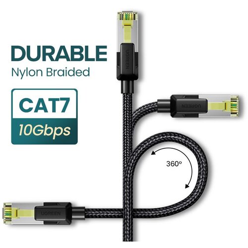 Ugreen Cat7 oklopljeni okrugli kabel s pletenim modularnim RJ45 Ethernet priključkom 3M Cijene