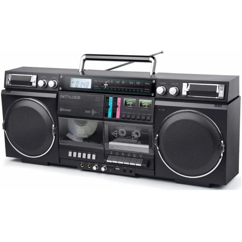 Muse 80W Premium Retro Bluetooth 5.0 prenosni zvo?nik s kasetofonom, ?rna, (21289548) Cene