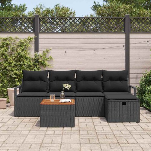  Sjedeća garnitura za vrt 6 kom. Crna poliratan 230 x 117 x 85 cm Slike