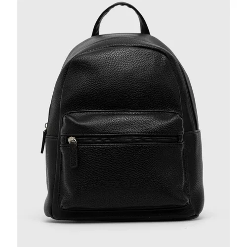 Answear Lab Kožni ruksak za žene, boja: crna, mali, glatki model