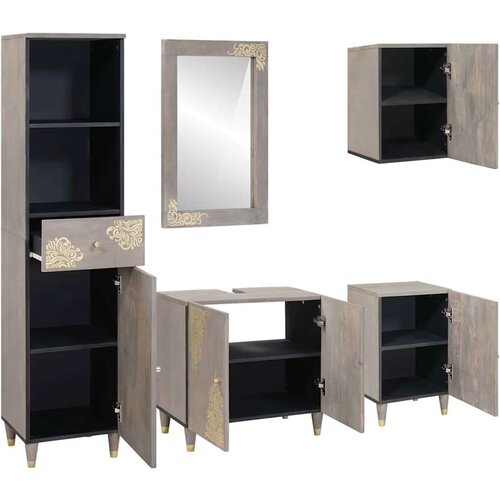 VidaXL Set namje&amp;scaron;taja za kupaonicu Zidne 5 pcs Siva 62 x 33 x 58 cm Slike