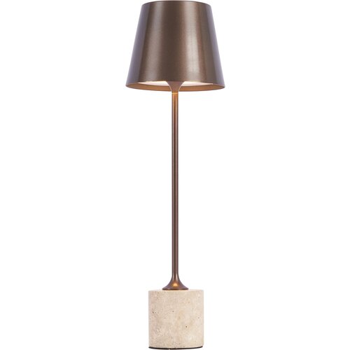 QAZQA Moderna namizna svetilka temno bronasta 37 cm vklj. LED zatemnilna IP54 polnilna - Topi Slike