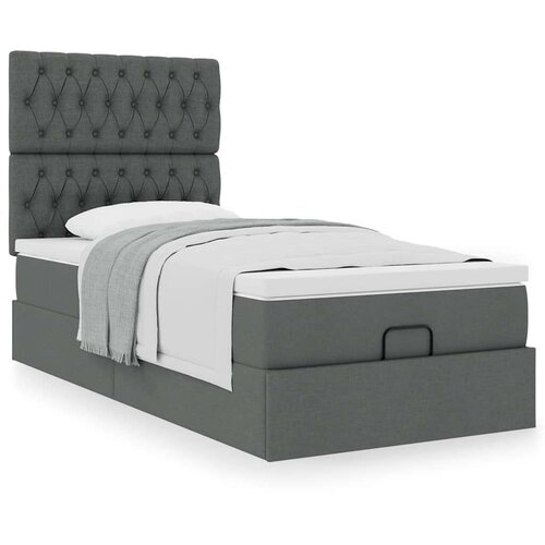 vidaXL Otomanski posteljni okvir z vzmetnico siv 90x190 cm blago Cene