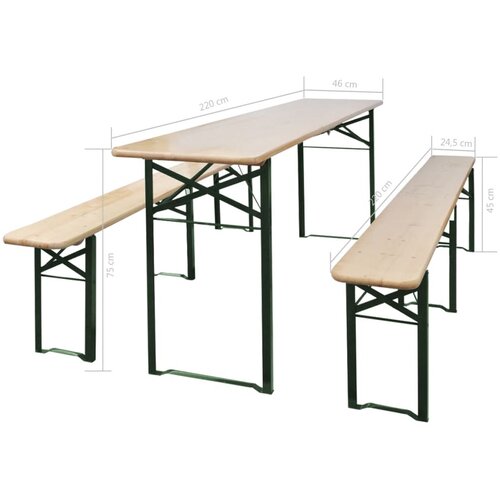  Sklopivi pivski stol s 2 klupe 220 cm od jelovine Slike