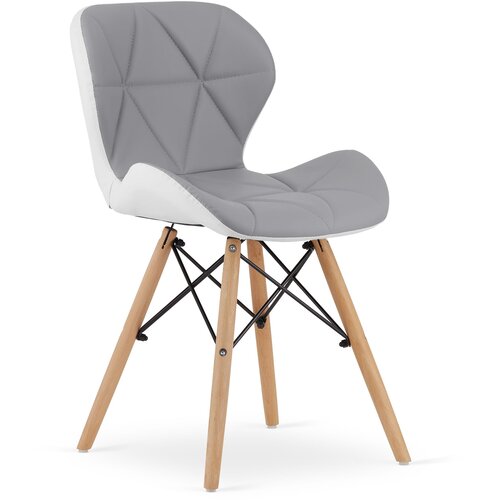 OSKAR LAGO eko usnjeni stol - sivo-bel x 4, (22030547) Cene