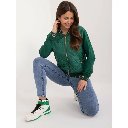 Fashion Hunters Green bomber jacket with decorative cuffs