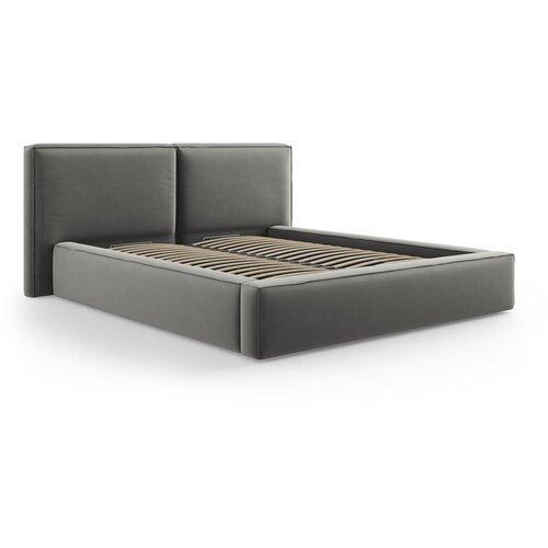 Cosmopolitan Design Sivi baršunasti tapecirani bračni krevet s prostorom za odlaganje s podnicom 200x200 cm Arendal – Cijene