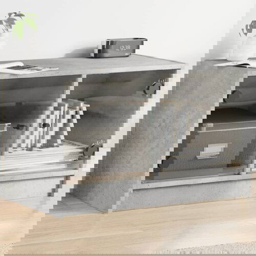VidaXL TV ormarić sa staklenim vratima boja betona 68x37x42 cm Slike