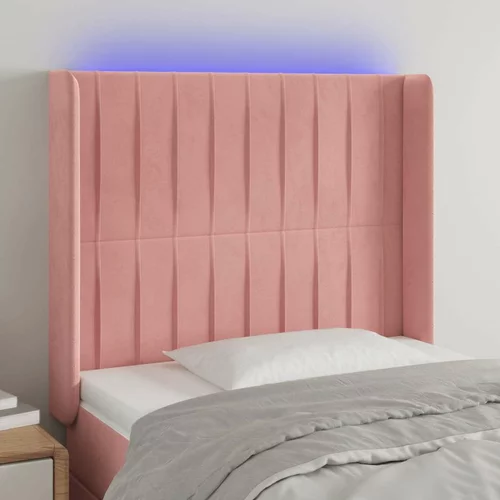  posteljno vzglavje roza 83x16x118/128 cm žamet