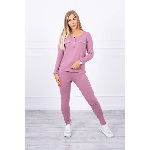 Kesi Set with a neckline with press studs in dark pink color Cene