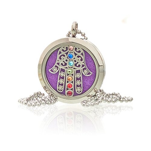  Aromaterapevtska ogrlica &amp;ndash; Hamsa Čakra 30mm - Stainless Steal - Majhna pozornost - Dan žena Slike