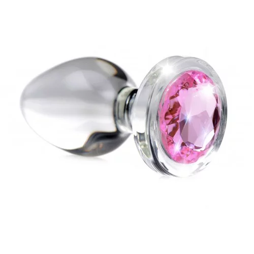 Booty Sparks pink gem glass anal plug medium