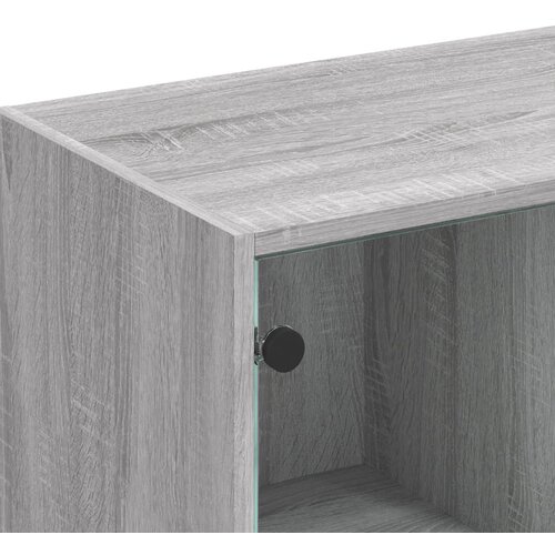  Regal za knjige s vratima siva boja hrasta 136x37x109 cm drveni Slike