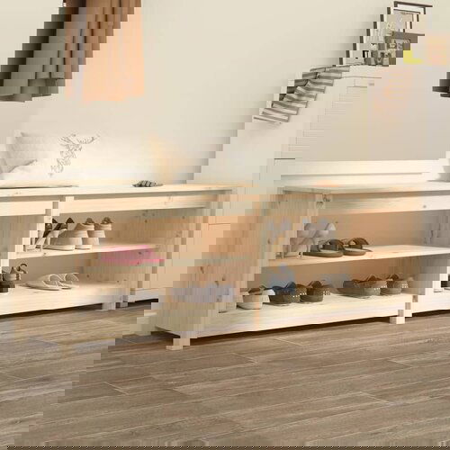VidaXL Klupa za cipele 160 x 36,5 x 50 cm od masivne borovine Slike