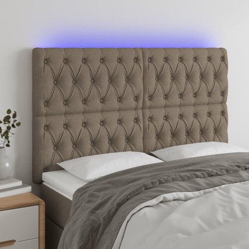 VidaXL LED posteljno vzglavje taupe 160x7x118/128 cm blago Slike