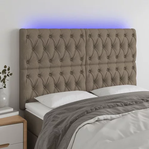 vidaXL LED posteljno vzglavje taupe 160x7x118/128 cm blago