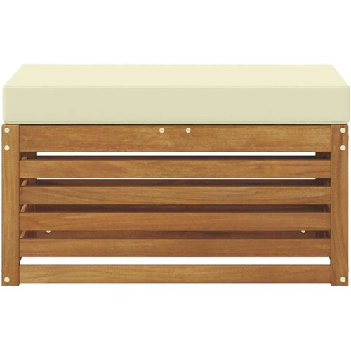  Vanjska stolica klupa s jastukom Prirodna 80 x 43 x 37 cm - Prirodna boja i krem 80 cm Zatvoren prostor za noge Slike