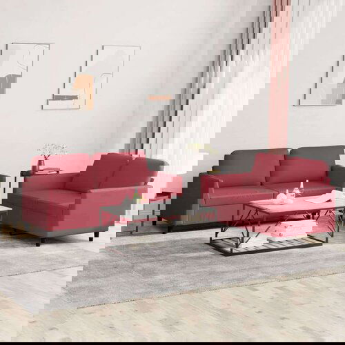  2-dijelni set sofa s jastucima boja vina od umjetne kože Cijene