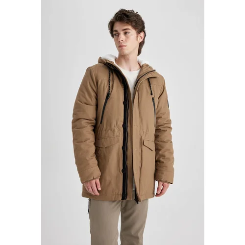 Defacto Slim Fit Hooded Plush Lining Parka Cotton Parka