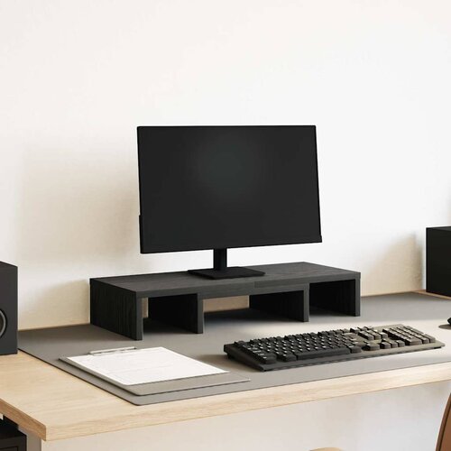 VidaXL Stojalo za monitor nastavljivo črna hrast 60x24x10,5cm inž. les Slike