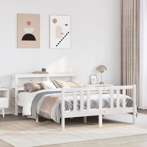 Furnova Posteljni okvir z vzglavjem brez vzmetnice bel 140x200 cm, (21941572) Slike