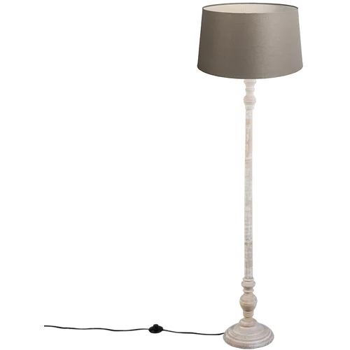 QAZQA Podeželska talna svetilka taupe s platnenim odtenkom 45 cm - Classico