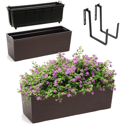 KADAX balkonski lonček za rože z vstavljivim stojalom za rože 19x56 cm + ročaji, (5000353260) Slike
