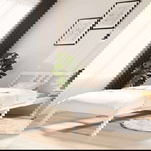  Posteljni okvir bel iz trdnega lesa 90x200 cm, (20645699) Cene